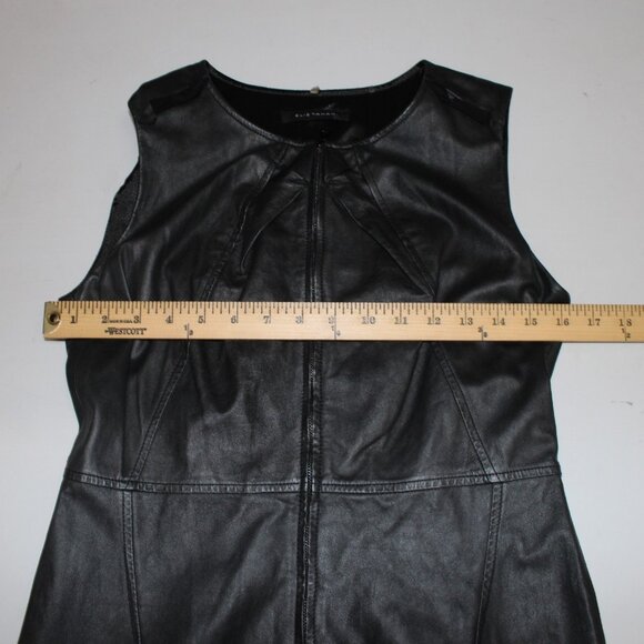 Elie Tahari Dress Sz 8 Black Sleeveless Zipper 100% Leather Poly Bodycon Dress - Picture 15 of 16